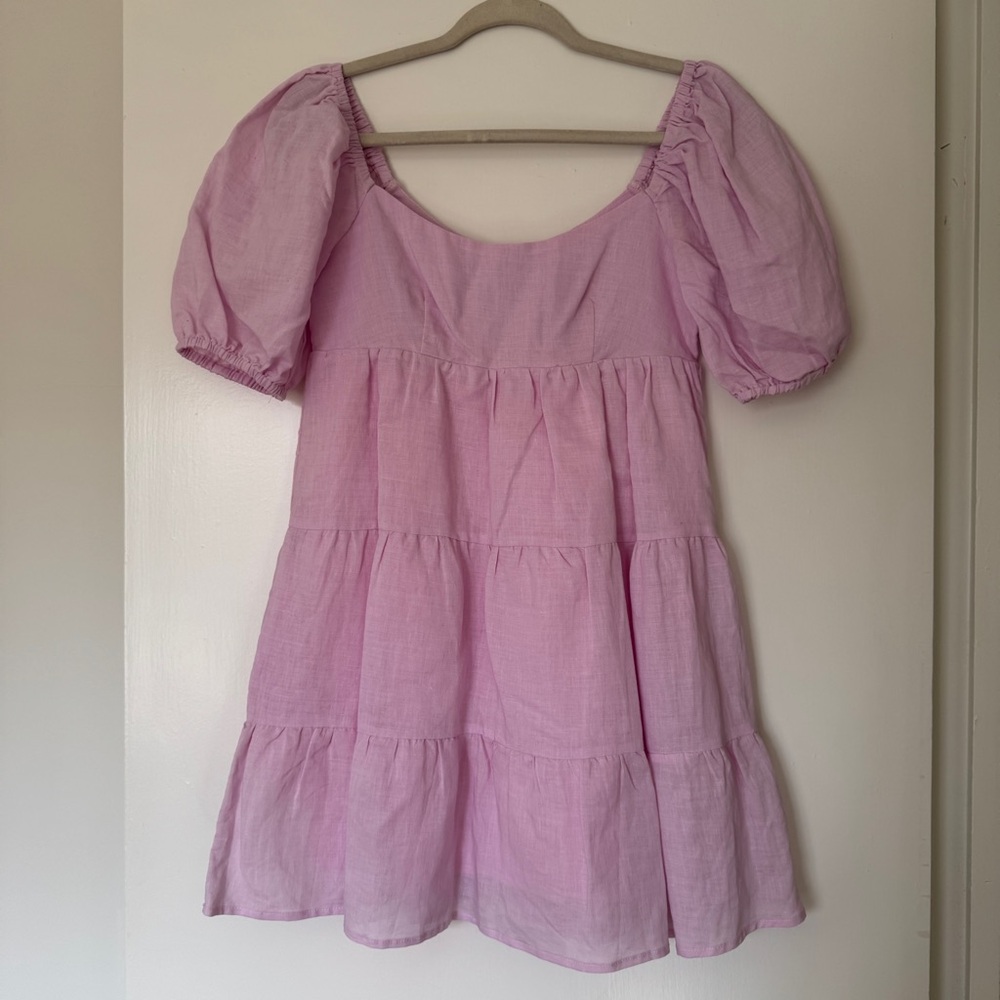Pink Puff Sleeve Mini Dress